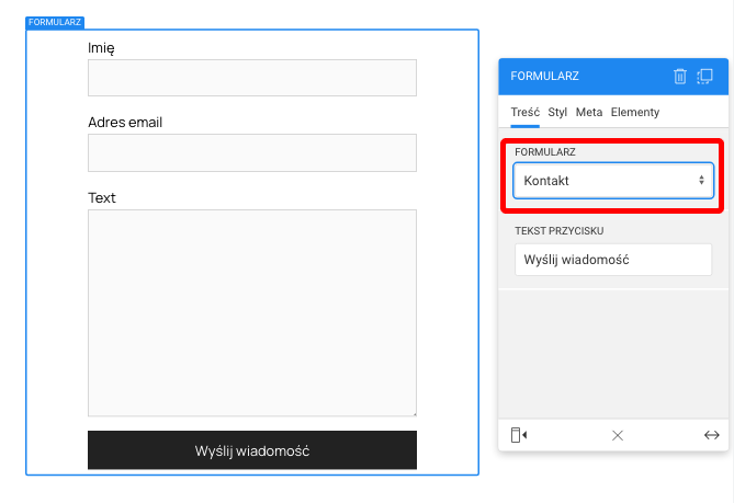 formularz z polami na stronie internetowej
